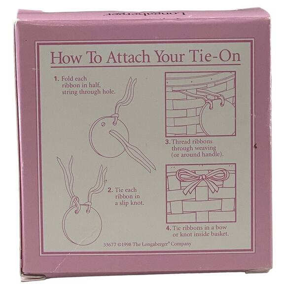 Longaberger Horizon of Hope Basket Tie-On Pink Floral 1998 Original Box Vintage - Picture 2 of 7